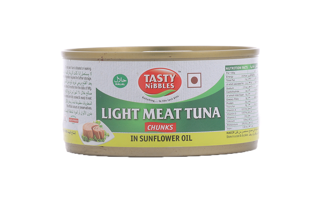Tasty Nibbles Light Meat Tuna Chunks In Sunflower Oil  Tin  185 grams